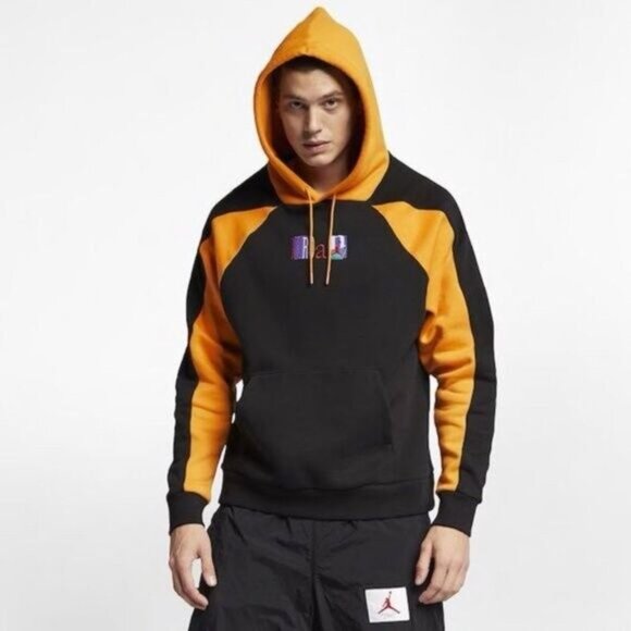 Nike Air JORDAN Legacy Flight Nostalgia AJ9 Hoodie Yellow Black Men's Sz S - Picture 2 of 16